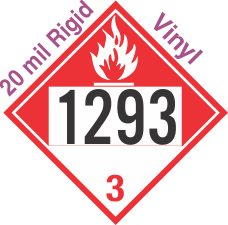 Combustible Class 3 UN1293 20mil Rigid Vinyl DOT Placard