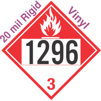 Combustible Class 3 UN1296 20mil Rigid Vinyl DOT Placard