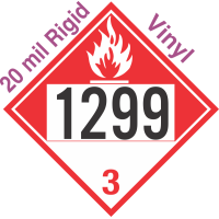 Combustible Class 3 UN1299 20mil Rigid Vinyl DOT Placard