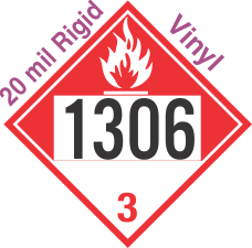 Combustible Class 3 UN1306 20mil Rigid Vinyl DOT Placard