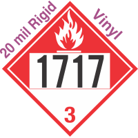 Combustible Class 3 UN1717 20mil Rigid Vinyl DOT Placard