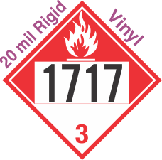 Combustible Class 3 UN1717 20mil Rigid Vinyl DOT Placard