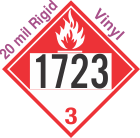 Combustible Class 3 UN1723 20mil Rigid Vinyl DOT Placard