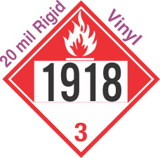 Combustible Class 3 UN1918 20mil Rigid Vinyl DOT Placard