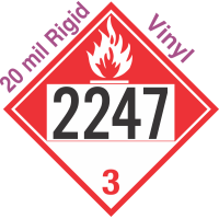 Combustible Class 3 UN2247 20mil Rigid Vinyl DOT Placard