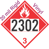 Combustible Class 3 UN2302 20mil Rigid Vinyl DOT Placard