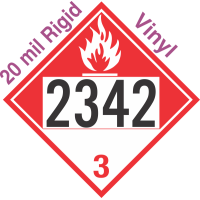 Combustible Class 3 UN2342 20mil Rigid Vinyl DOT Placard