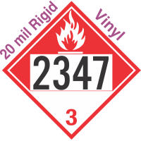 Combustible Class 3 UN2347 20mil Rigid Vinyl DOT Placard