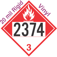 Combustible Class 3 UN2374 20mil Rigid Vinyl DOT Placard