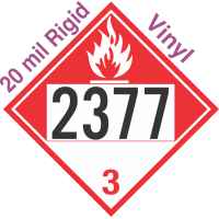 Combustible Class 3 UN2377 20mil Rigid Vinyl DOT Placard