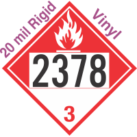 Combustible Class 3 UN2378 20mil Rigid Vinyl DOT Placard