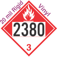 Combustible Class 3 UN2380 20mil Rigid Vinyl DOT Placard