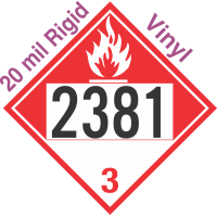 Combustible Class 3 UN2381 20mil Rigid Vinyl DOT Placard