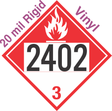 Combustible Class 3 UN2402 20mil Rigid Vinyl DOT Placard