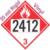 Combustible Class 3 UN2412 20mil Rigid Vinyl DOT Placard