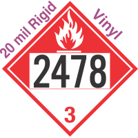 Combustible Class 3 UN2478 20mil Rigid Vinyl DOT Placard