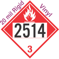 Combustible Class 3 UN2514 20mil Rigid Vinyl DOT Placard