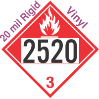 Combustible Class 3 UN2520 20mil Rigid Vinyl DOT Placard