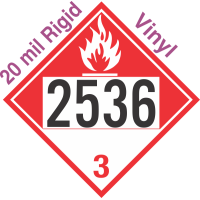 Combustible Class 3 UN2536 20mil Rigid Vinyl DOT Placard