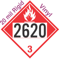 Combustible Class 3 UN2620 20mil Rigid Vinyl DOT Placard