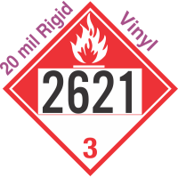 Combustible Class 3 UN2621 20mil Rigid Vinyl DOT Placard