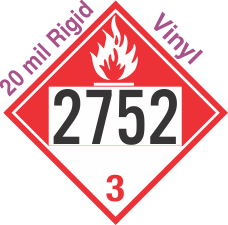 Combustible Class 3 UN2752 20mil Rigid Vinyl DOT Placard