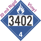 Dangerous When Wet Class 4.3 UN3402 20mil Rigid Vinyl DOT Placard
