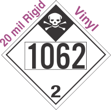 Inhalation Hazard Class 2.3 UN1062 20mil Rigid Vinyl DOT Placard