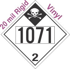 Inhalation Hazard Class 2.3 UN1071 20mil Rigid Vinyl DOT Placard