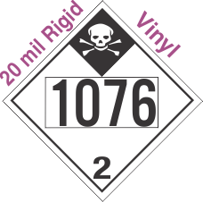 Inhalation Hazard Class 2.3 UN1076 20mil Rigid Vinyl DOT Placard