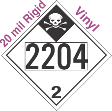 Inhalation Hazard Class 2.3 UN2204 20mil Rigid Vinyl DOT Placard
