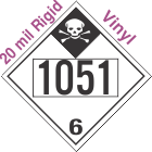 Inhalation Hazard Class 6.1 UN1051 20mil Rigid Vinyl DOT Placard