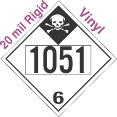 Inhalation Hazard Class 6.1 UN1051 20mil Rigid Vinyl DOT Placard
