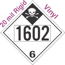 Inhalation Hazard Class 6.1 UN1602 20mil Rigid Vinyl DOT Placard