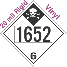 Inhalation Hazard Class 6.1 UN1652 20mil Rigid Vinyl DOT Placard