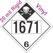 Inhalation Hazard Class 6.1 UN1671 20mil Rigid Vinyl DOT Placard