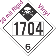 Inhalation Hazard Class 6.1 UN1704 20mil Rigid Vinyl DOT Placard