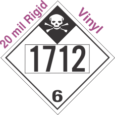 Inhalation Hazard Class 6.1 UN1712 20mil Rigid Vinyl DOT Placard
