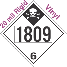 Inhalation Hazard Class 6.1 UN1809 20mil Rigid Vinyl DOT Placard