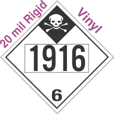 Inhalation Hazard Class 6.1 UN1916 20mil Rigid Vinyl DOT Placard