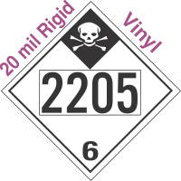 Inhalation Hazard Class 6.1 UN2205 20mil Rigid Vinyl DOT Placard