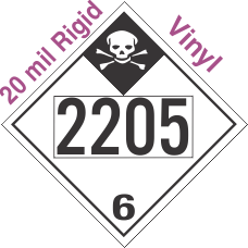 Inhalation Hazard Class 6.1 UN2205 20mil Rigid Vinyl DOT Placard