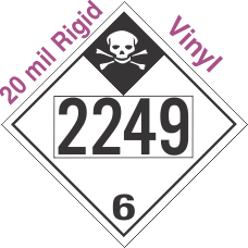 Inhalation Hazard Class 6.1 UN2249 20mil Rigid Vinyl DOT Placard