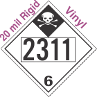 Inhalation Hazard Class 6.1 UN2311 20mil Rigid Vinyl DOT Placard