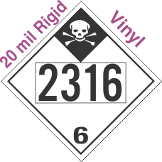 Inhalation Hazard Class 6.1 UN2316 20mil Rigid Vinyl DOT Placard