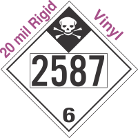 Inhalation Hazard Class 6.1 UN2587 20mil Rigid Vinyl DOT Placard