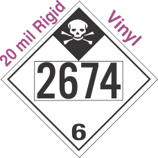 Inhalation Hazard Class 6.1 UN2674 20mil Rigid Vinyl DOT Placard
