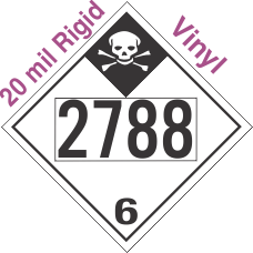 Inhalation Hazard Class 6.1 UN2788 20mil Rigid Vinyl DOT Placard