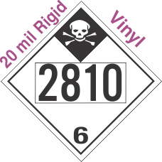Inhalation Hazard Class 6.1 UN2810 20mil Rigid Vinyl DOT Placard