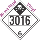 Inhalation Hazard Class 6.1 UN3016 20mil Rigid Vinyl DOT Placard